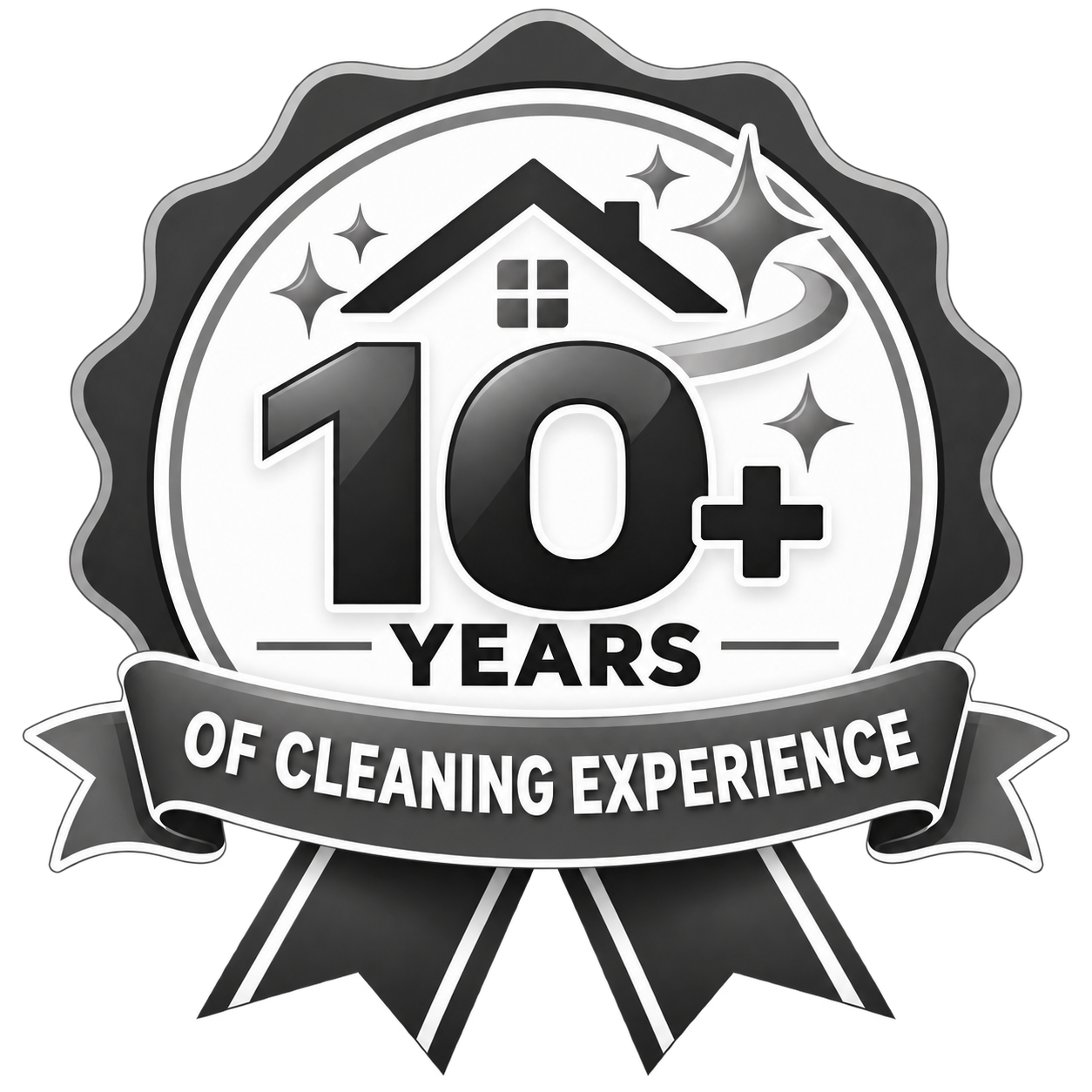 10+ years cleaning excellence badge